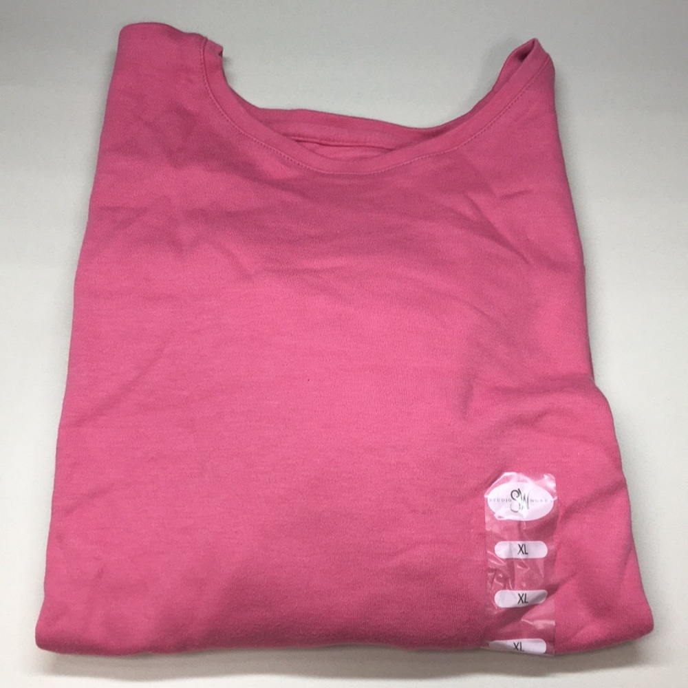 NWT Studio Works XL Rnd Neck Long Sleeve Barbiecore Pink Tee